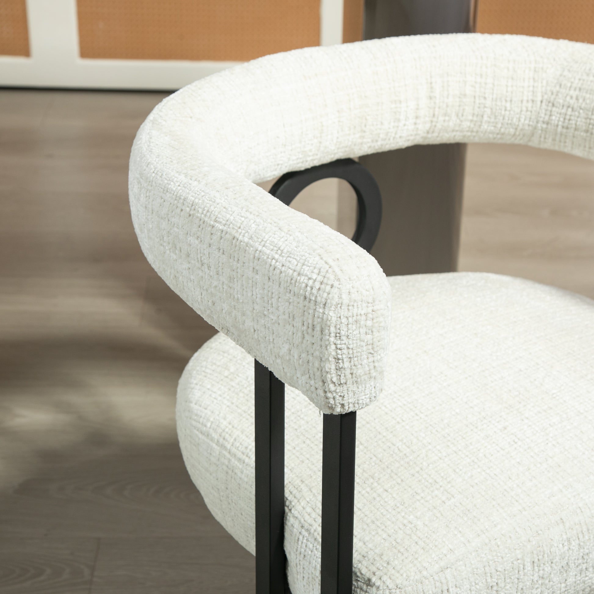 Coolmore Contemporary Designed Chenille Fabric Upholstered Accent Dining Chair Barrel Side Chairs Kitchen Armchair For Living Room Set Of 2 Beige Chenille Beige Foam Chenille
