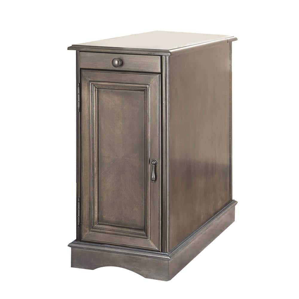 Modern Transitional Design 1Pc Side Table Nightstand Storage Cabinet Gray Color Usb Outlet Nightstand Multifunctional Home Furniture Gray Built In Outlets Or Usb Bedroom Contemporary,Modern,Transitional Drawers Rectangular Solid Wood