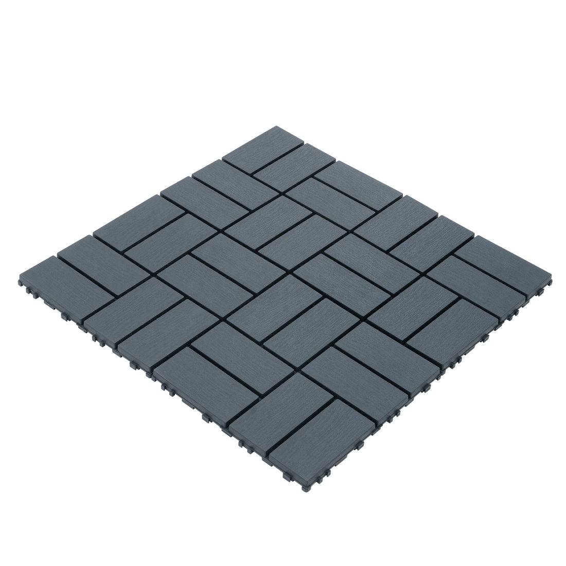 Plastic Interlocking Deck Tiles,44 Pack Patio Deck Tiles,12"X12" Square Waterproof Outdoor All Weather Use, Outdoor And Indoor Patio Decking Tiles For Poolside Balcony Backyard, Dark Grey Grey
