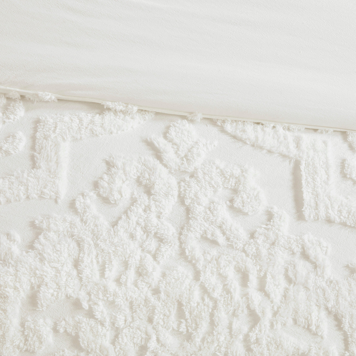 3 Piece Tufted Cotton Chenille Da Comforter Set Off White Full Queen Full Off White Cotton