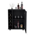 Wick Bar Cart With Integrated Wine Storage, Spacious Cabinet And Smooth Rollers Black Dining Room Modern Particle Board Engineered Wood