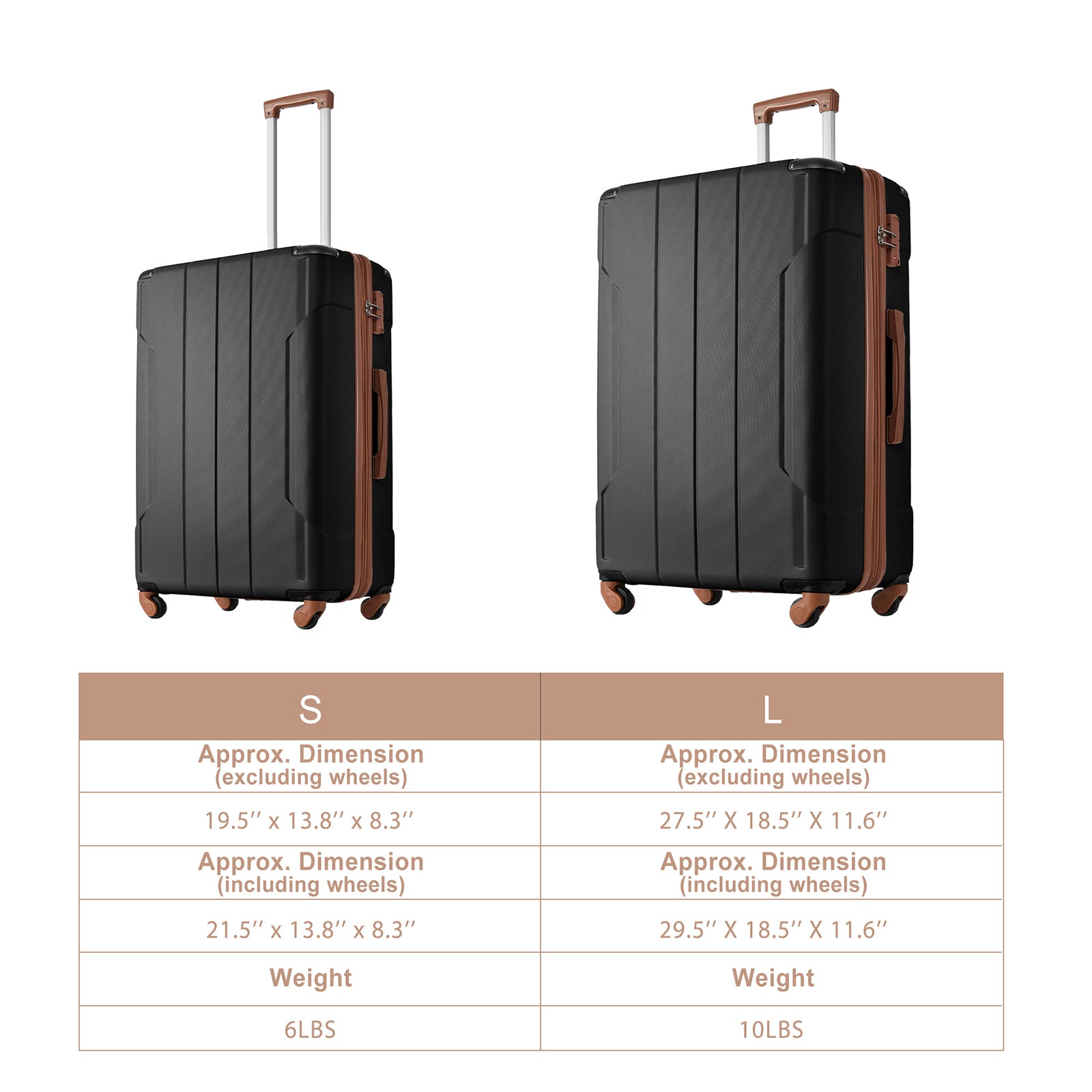 Hardside Luggage Sets 2 Piece Suitcase Set Expandable With Tsa Lock Spinner Wheels For Men Women Black Brown Abs