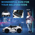 Qaba Electric Car For Kids, 12V Chevrolet Corvette Licensed Kids Car With Parental Remote Control, Suspension System, Music, Horn, Headlight, Slow Start, Kids Electric Car For 3 6 Years, White White Plastic