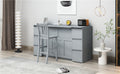 Twin Size Murphy Bed With Drawers, Cabinets And Usb Ports,Gray Twin Gray Mdf Lvl