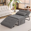 Sofa Bed,Chair Bed,Sleeper Couch,4 In 1 Multi Function Folding Ottoman Bed With Slide Storagepocket For Living Room,Bedroom,Hallway Dark Gray Espresso Bedroom Mid Century Modern Oak Upholstered Fabric