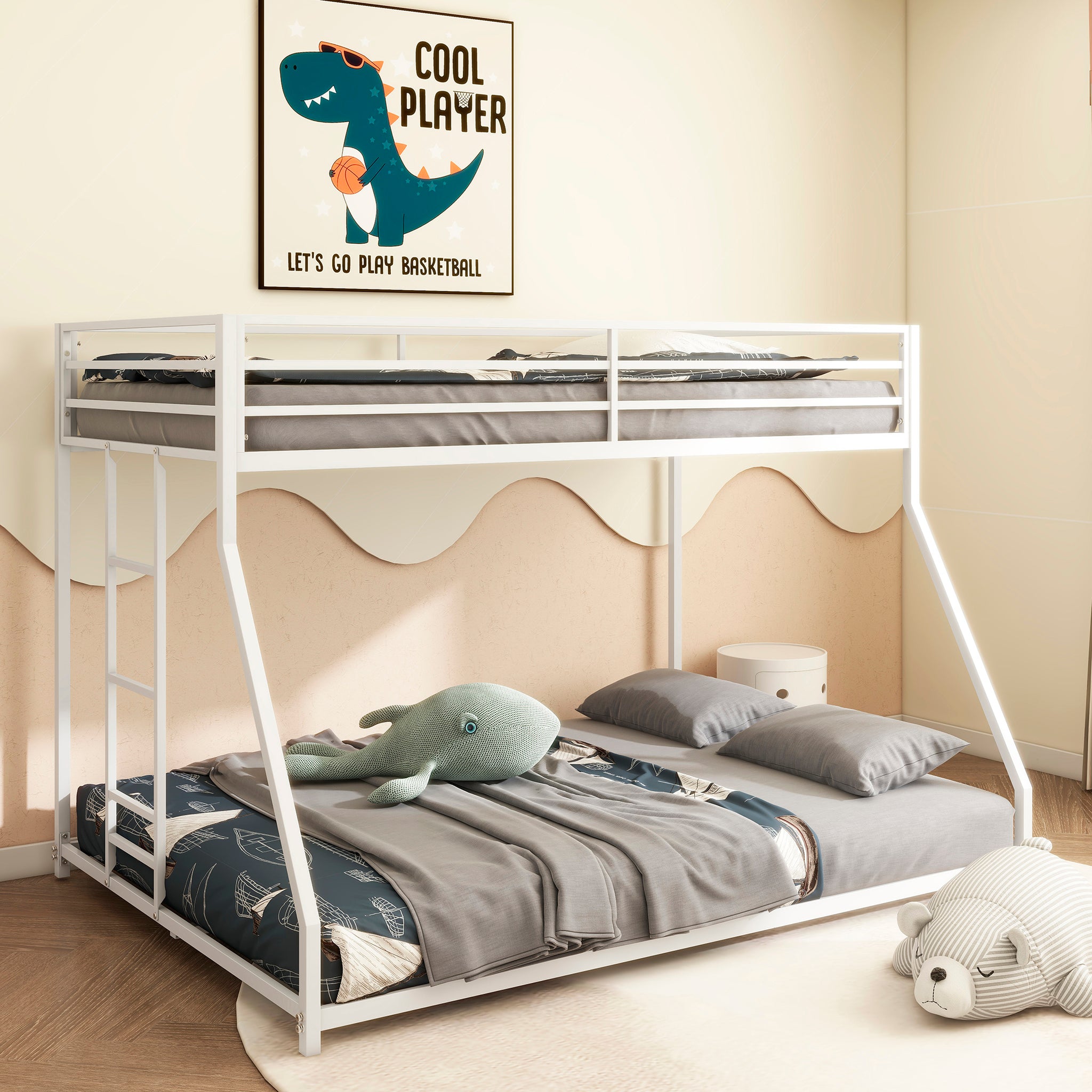 Same As B083P160614 Adam Twin Over Full Metal Bunk, White Full Box Spring Not Required White Metal Bedroom Bunk Metal Metal