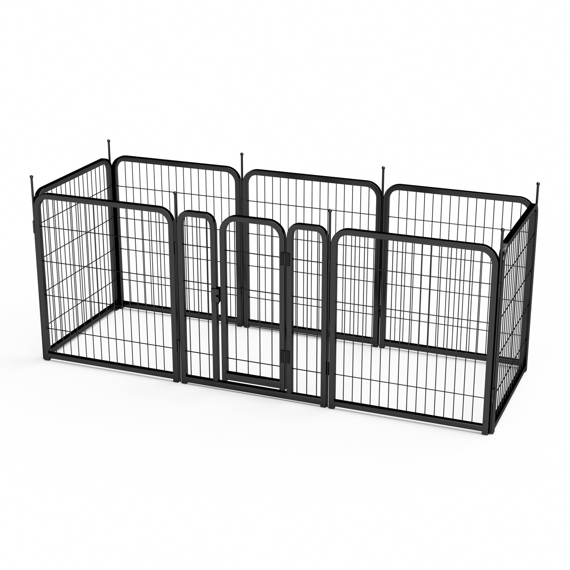 Dog Playpen Outdoor, 8 Panel Dog Fence 31.'' Pet Pen For Small Dogs Pet Exercise Pen For Puppy Rabbit Small Animals Portable Playpen For Rv Camping Garden Yard, Indoor. Black, 26.3'' W X 31.5'' H. Black Iron