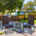 Outsunny Stackable Pe Rattan Outdoor Dining Chairs With Cushions, Set Of 2 Patio Wicker Dining Chairs With Armrests And Backrest For Patio, Deck, Cream White Blue Steel
