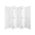 6 Panel Room Divider, 5.6Ft Pegboard Display Wooden Room Divider Folding Privacy Screen Room Divider Freestanding Peg Board Display For Trade Show Craft Show Home Wall Organizer,Elegant White White Modern Wood