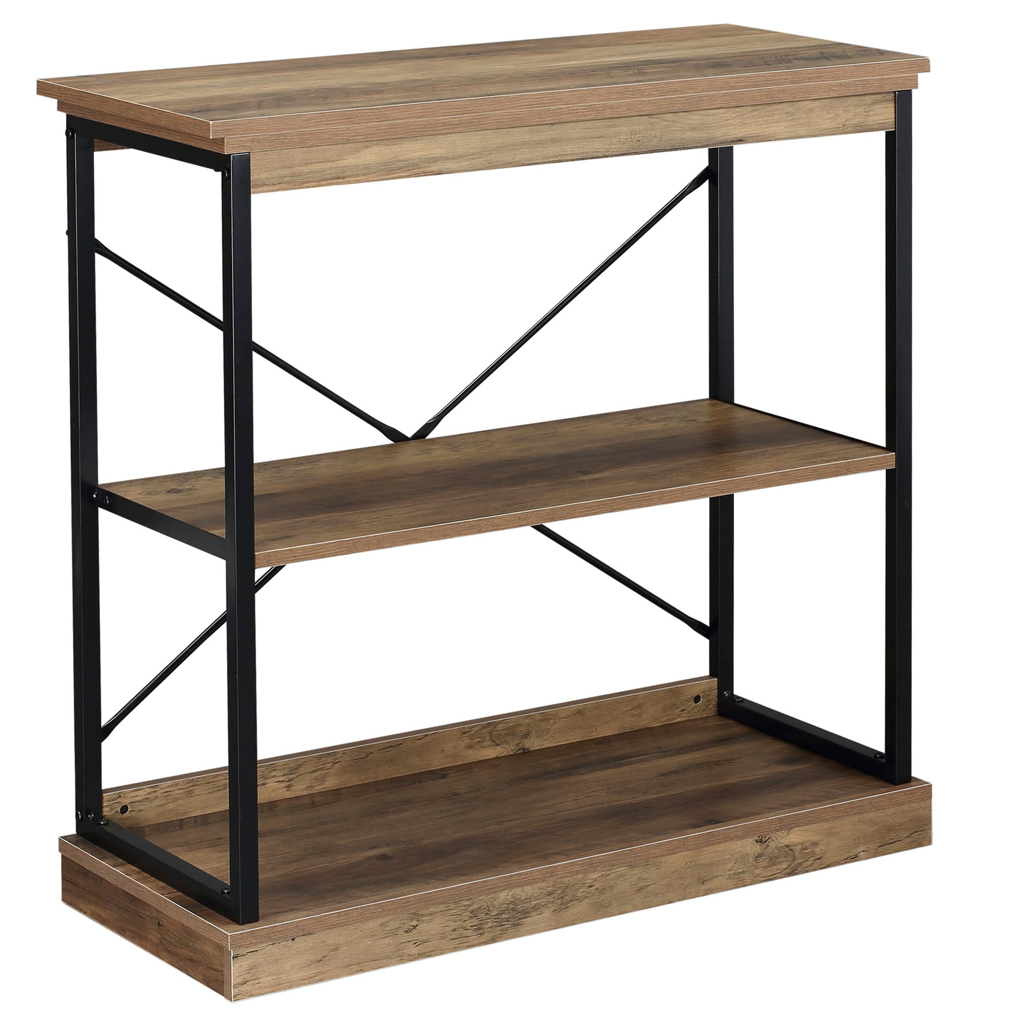 Homcom 2 Tier Shelf, Modern Style Bookshelf With Metal Frame For Living Room, Bedroom, And Office, Brown Brown Steel