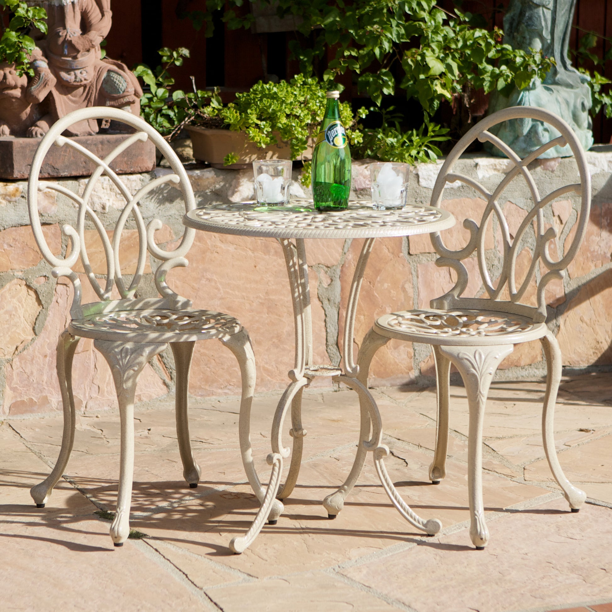 Charleston 3Pc Cast Bistro Set Sand Aluminium