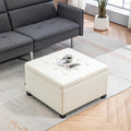 Homcom Fabric Tufted Storage Ottoman With Flip Top Seat Lid, Metal Hinge And Stable Eucalyptus Wood Frame For Living Room, Entryway, Or Bedroom, Beige Beige Polyester