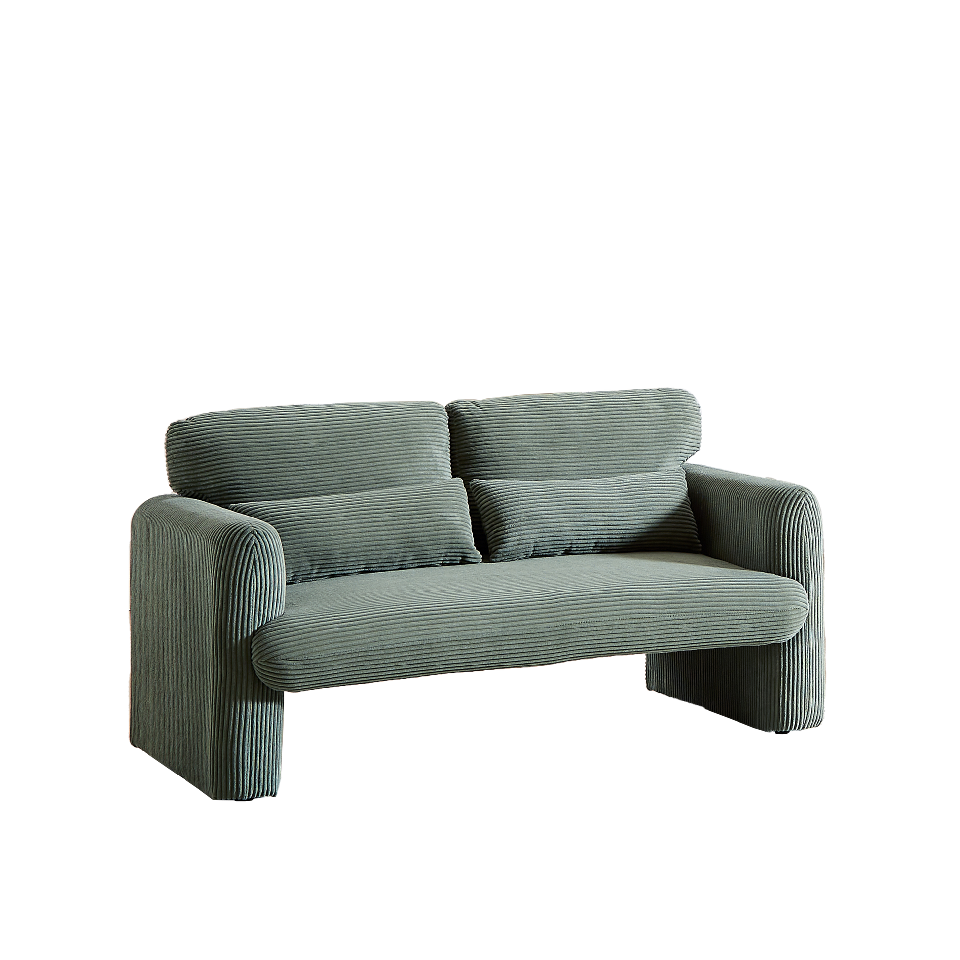 Two 60"Corduroy Fabric Sofa With 33" Single Sofa, Modern Sofa With Support Pillow, For Apartment, Office, Living Room & Bedroom Green Corduroy 5 Seat