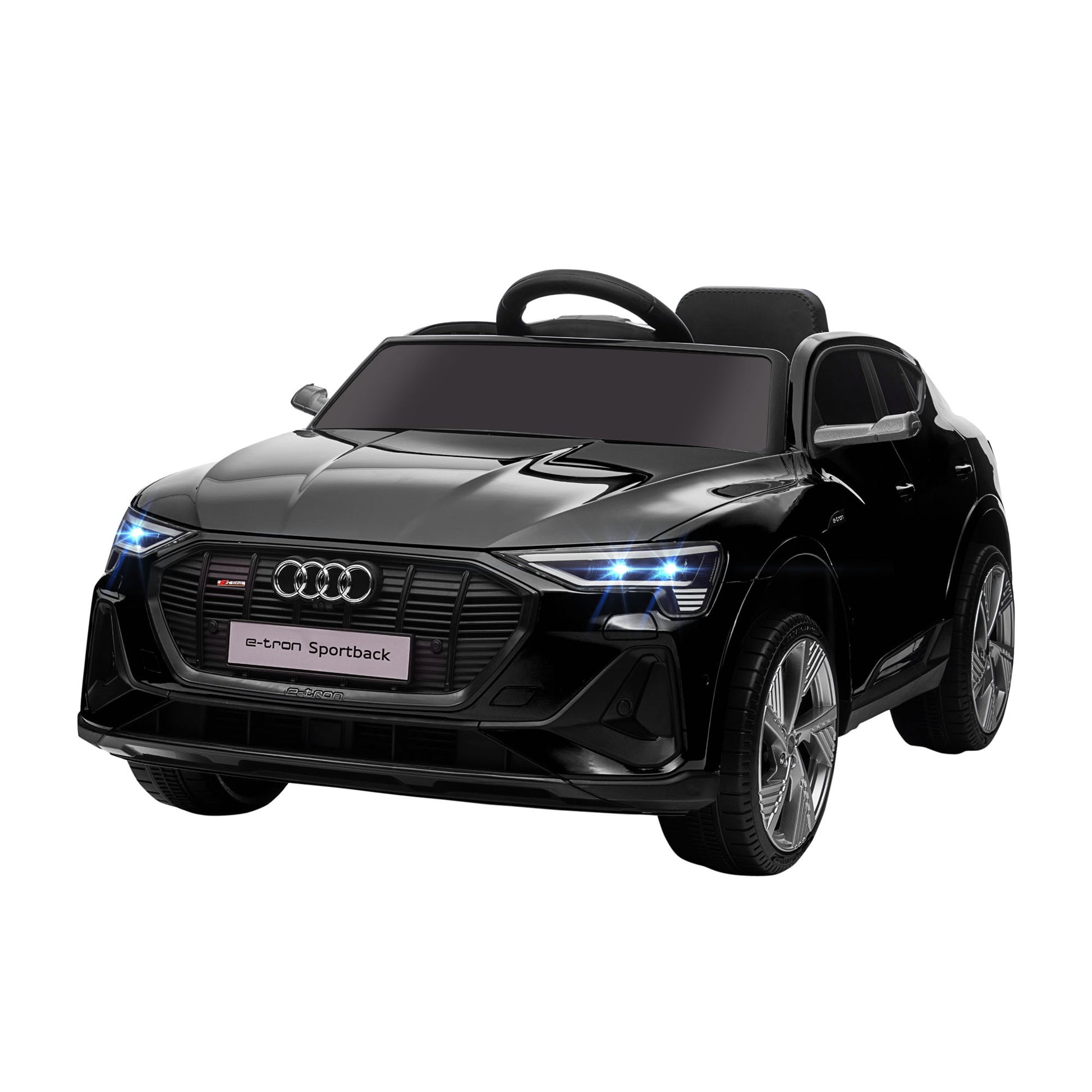 Aosom 12V Kids Electric Ride On Car, Audi E Tron, Battery Powered Toy With Parent Remote Control, Suspension System, Auxiliary Wheels, Led Lights, Music And Horn, Mp3 Player, Black Black Iron Plastic