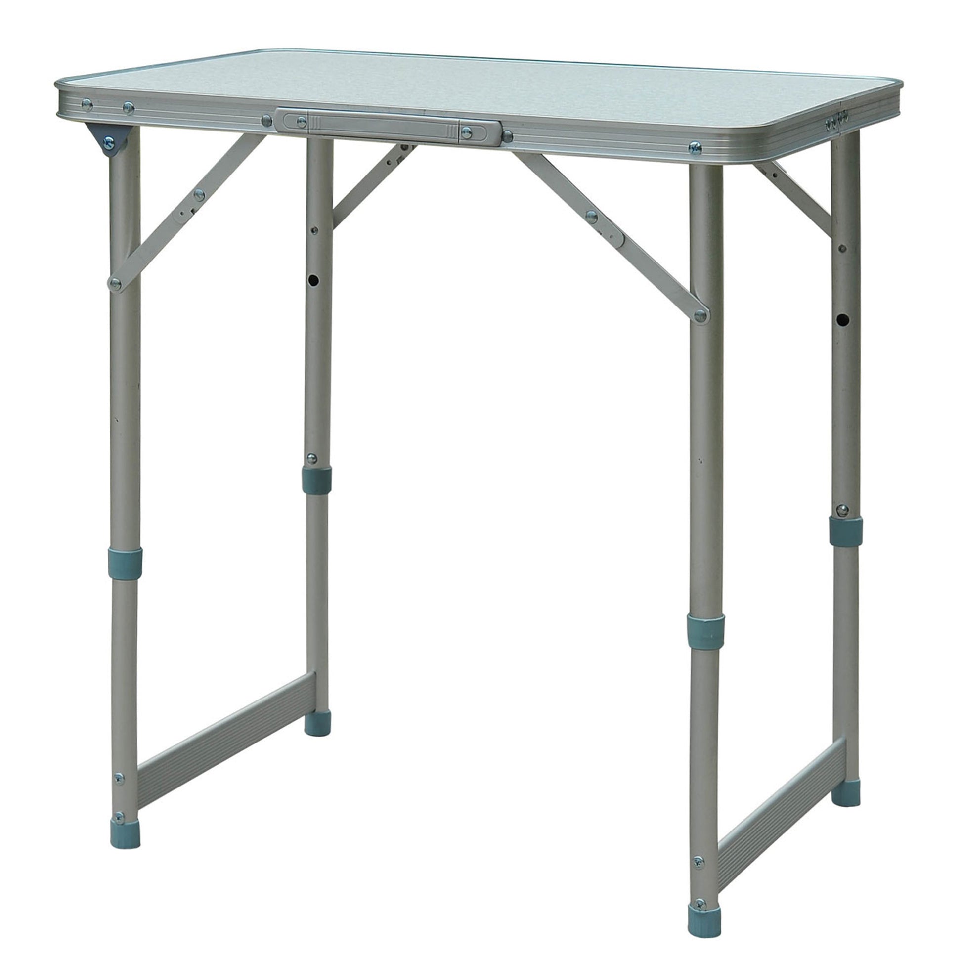 Outsunny 23" Folding Camping Table With Height Adjustability, Lightweight Portable Table With Carry Handle, Outdoor Folding Table Camping Accessories Grey Silver Aluminum