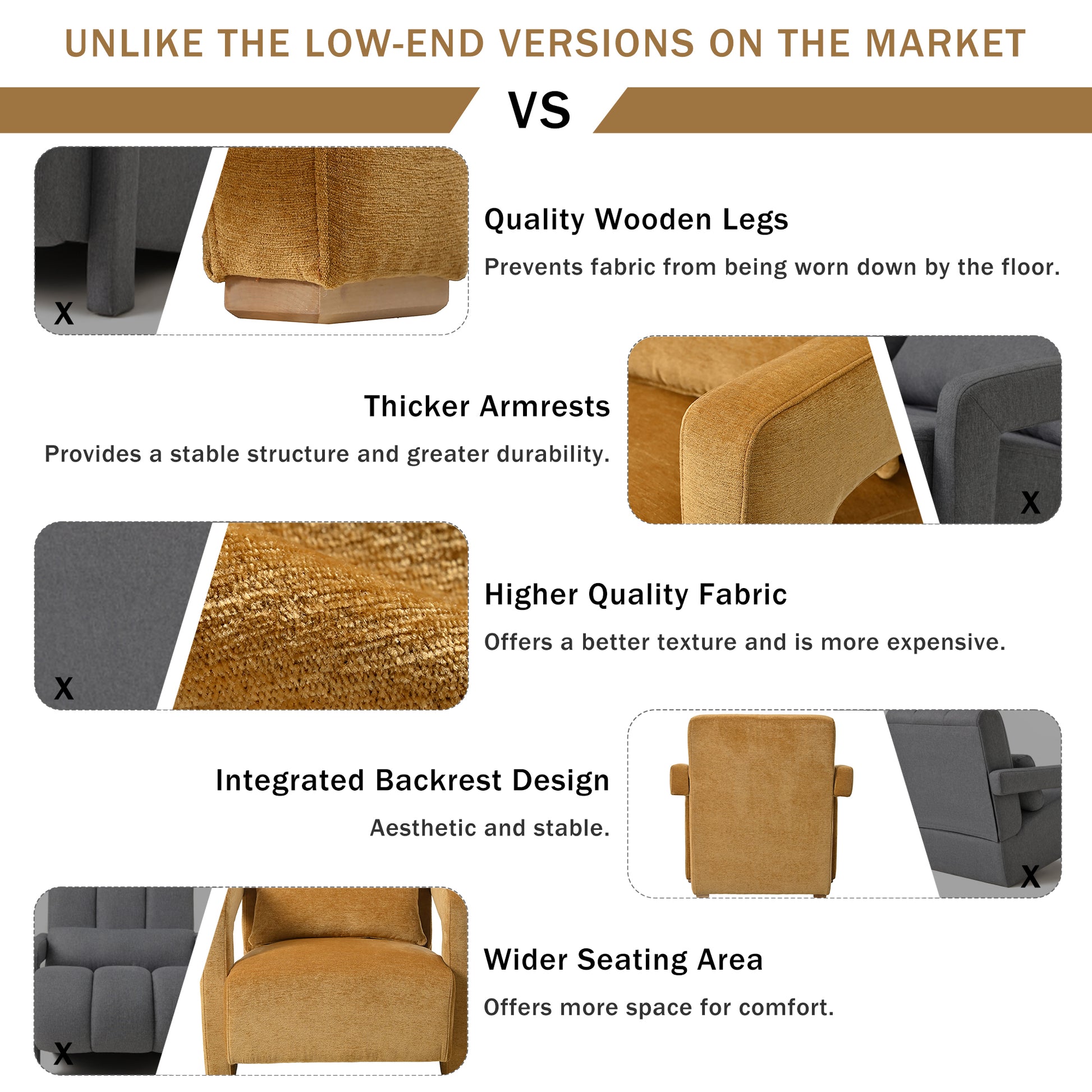 Mirod Sleek Right Angle Armrests, Ergonomic Lumbar Support, Square Wooden Block Legs, Inclined Seat For Comfort, Artistic Statement Piece For Living Room,Bedroom And Study Yellow Chenille