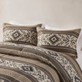 5 Piece Stripe Herringbone Comforter Set With Throw Pillows Brown Full Queen Brown Polyester