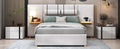 Full Size Upholstered Platform Bed, Two Outlets And Usb Charging Ports On Both Sides, Two Bedside Pillows, Storage Shelves,Velvet,Beige Full Beige Mdf Lvl