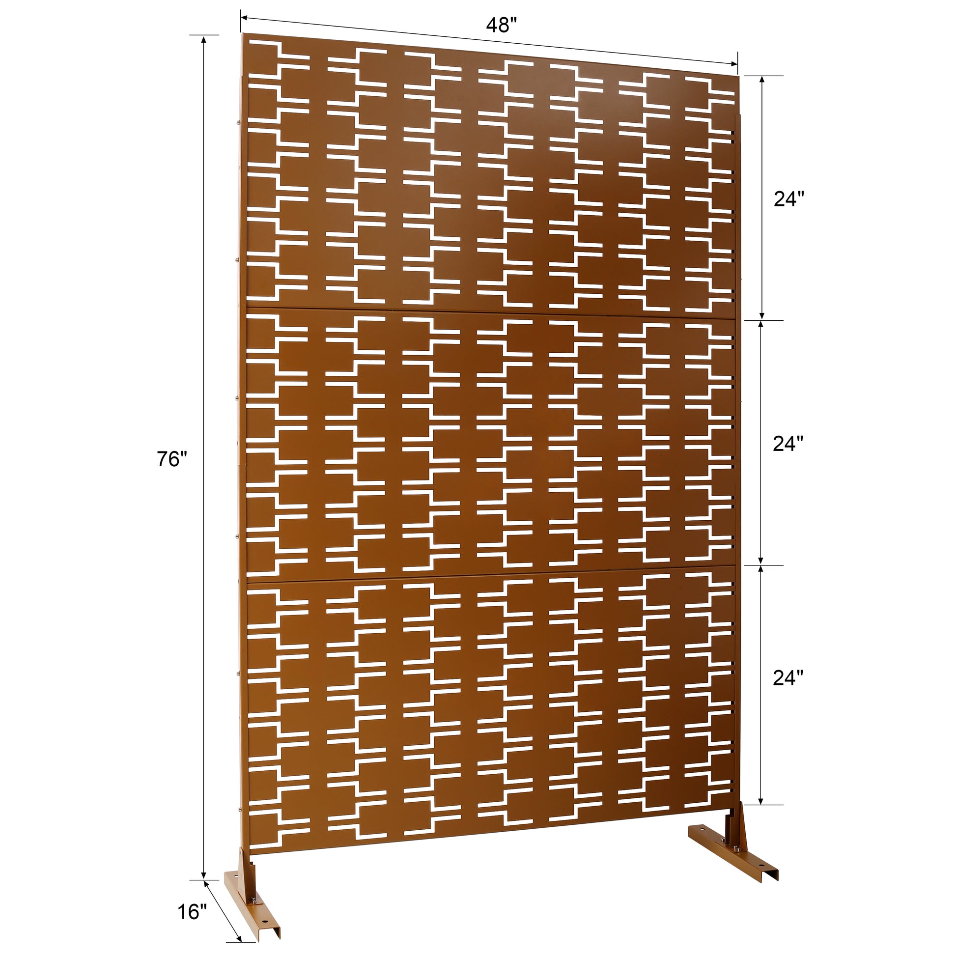 Outdoor & Indoor Privacy Screen Metal Privacy Screen 76" H 48" W, Freestanding Decorative Privacy Screen For Deck Balcony Patio, Privacy Fence Panels For Outside Lawn Garden Ps112 Brown Brown Steel