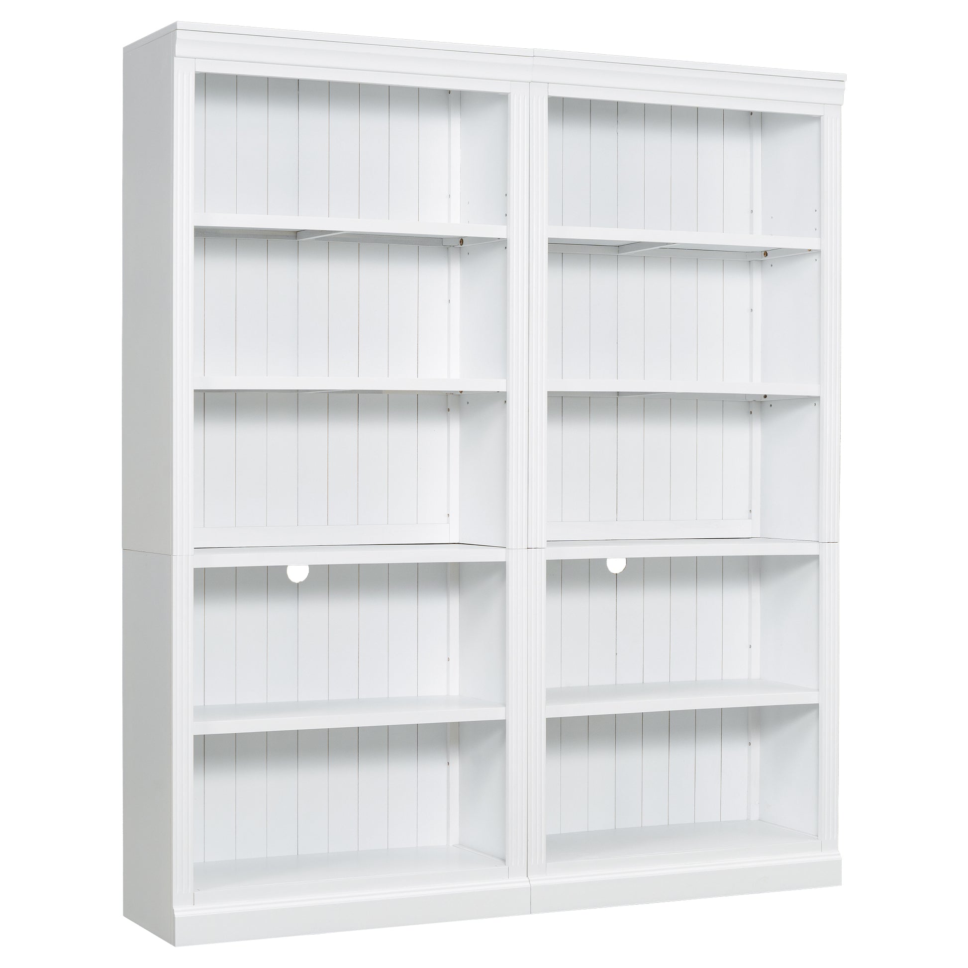 83.4" Tall Two Wood Bookcase With Two Corner Shelf Suite,5 Tier Home Decor Bookshelves Suite With Adjustable Storage Shelves,Free Standing Storage Shelves Suite For Living Room,Home Office,White