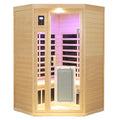 Low Emf Front Door With Heating Panel Two Persons Hemlock Far Infrared Corner Indoor Sauna Room Natural Wood Solid Wood