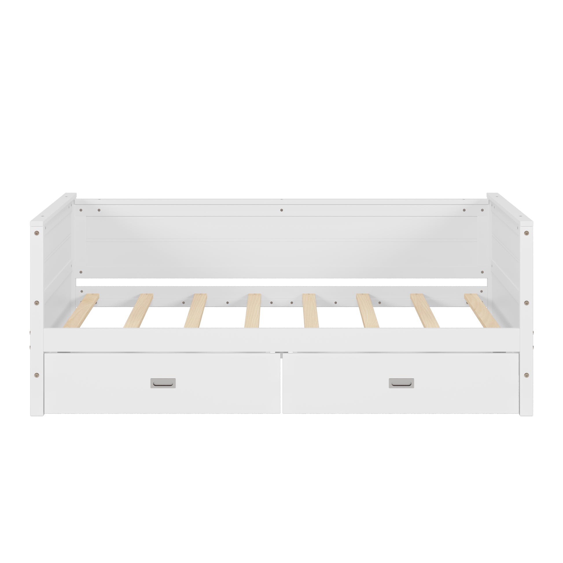 Twin Size Solid Wood Daybed With Two Drwaers For Kids Teens Dorm Bedroom Multipurpose Guest Room Or Home, White Box Spring Not Required Twin White Wood Bedroom Pine Wood