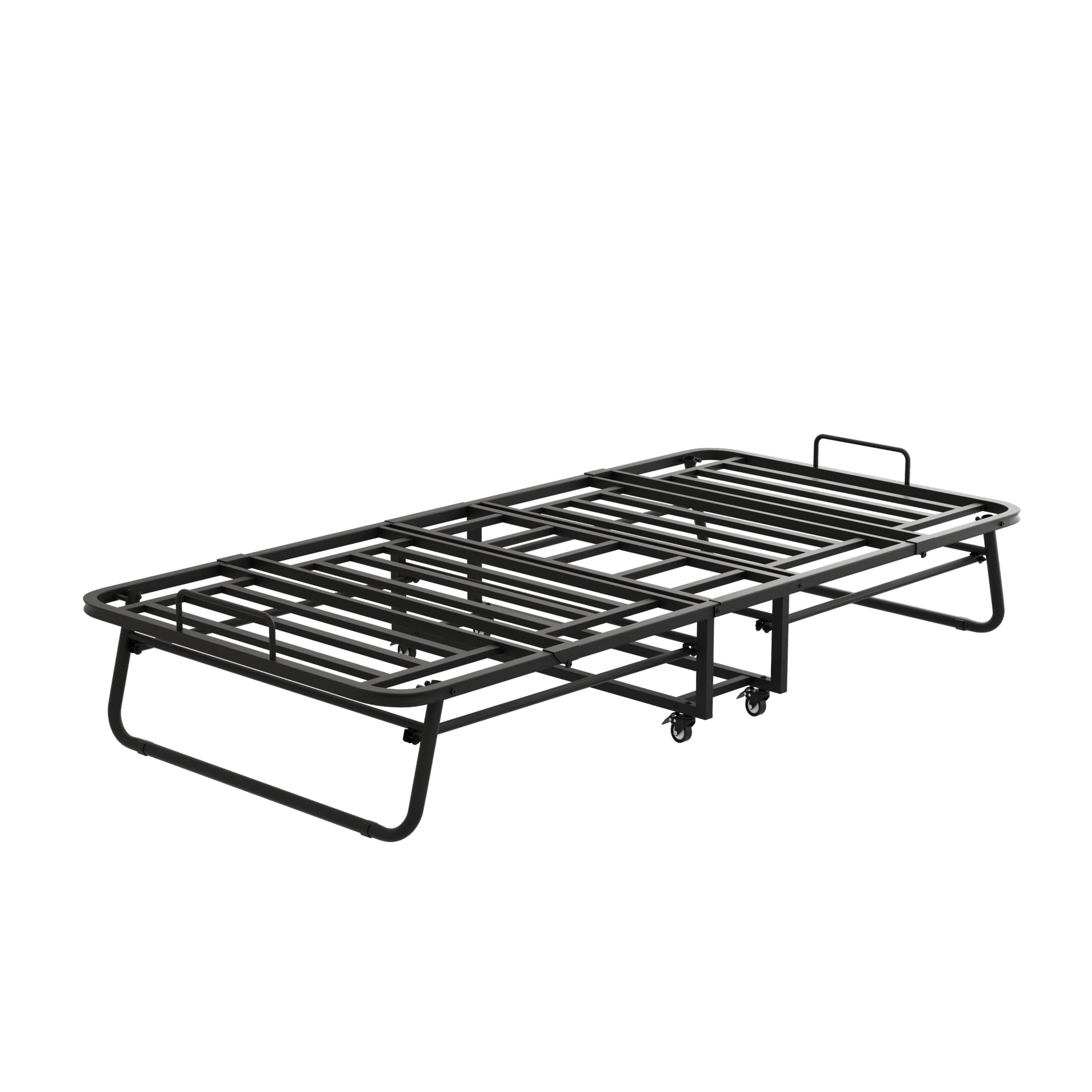 Folding Bed With Mattress 75" X 38" Rollaway Guest Bed Portable Foldable Bed For Adults With 5" Memory Foam Mattress Space Saving Sturdy All Metal Steel Pipe Frame Twin Black Iron Modern Polyester Iron