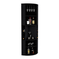 Oban Corner Bar Cabinet With Five Shelveseight Bottle Cubbies And Steamware Black Primary Living Space Modern Shelves Included Particle Board