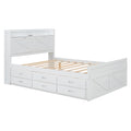 Full Size Wooden Bed With Storage Headboard With Outlets, Extendable Bed With Twin Size Trundle With Three Storage Drawers,White Expected Arrival Time:8.23 Full White Wood