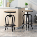 Industrial Firwood Adjustable Height Swivel Barstools Set Of 2 Natural,Pewter Metal & Wood