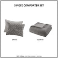 Ruched Fur Down Alternative Comforter Set Queen Grey Polyester