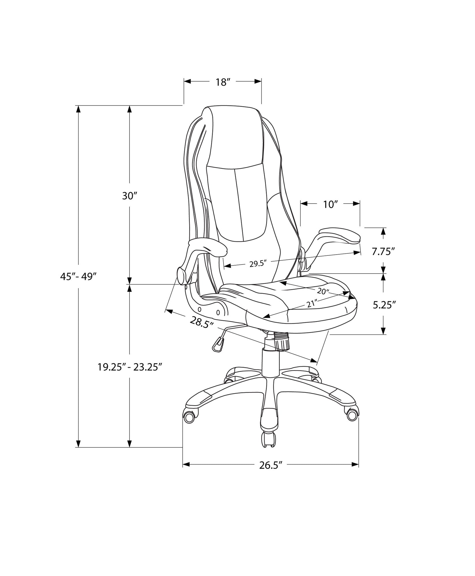 Office Chair, Adjustable Height, Swivel, Ergonomic, Armrests, Computer Desk, Work, Black Leather Look, Black Metal, Contemporary, Modern Black Foam Faux Leather