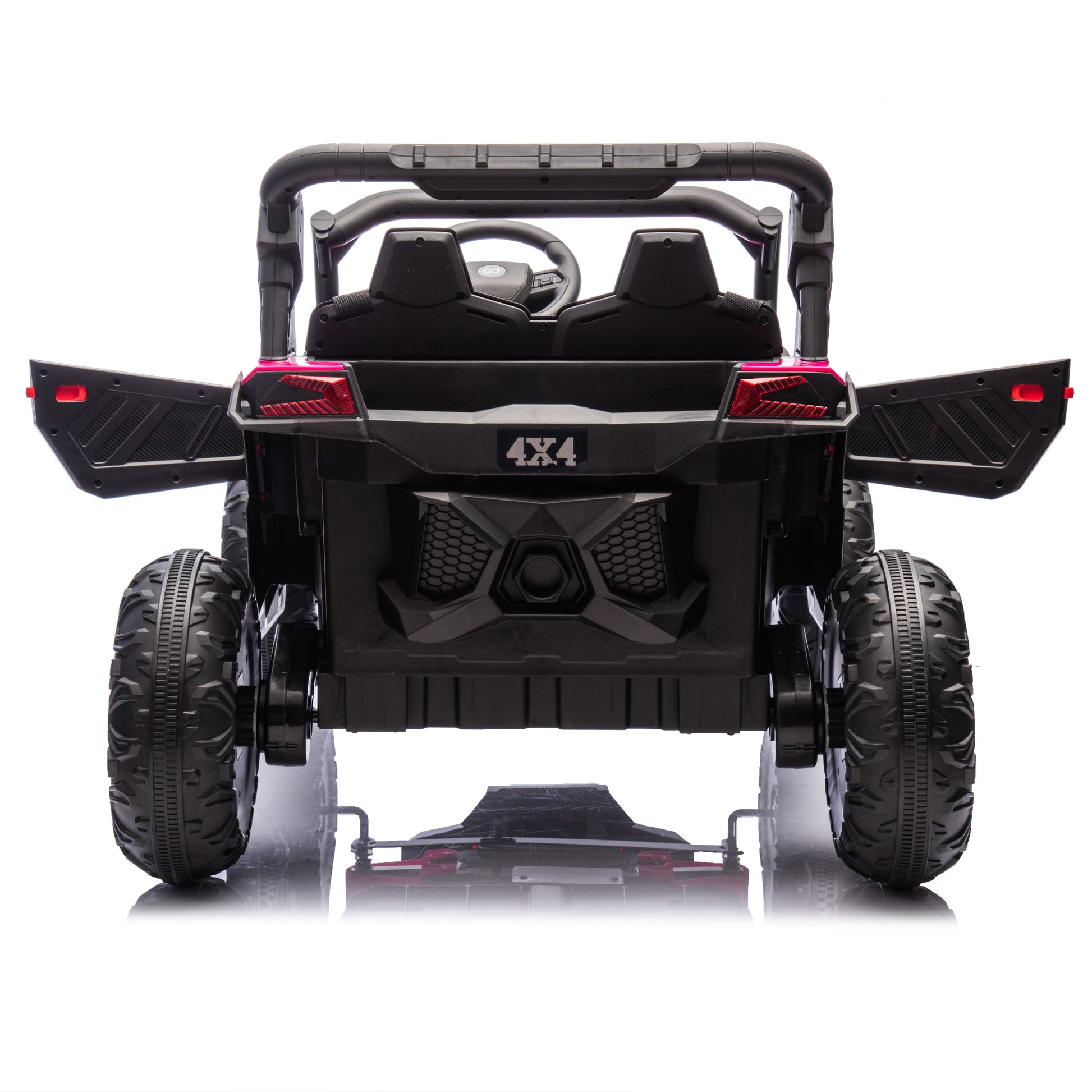 24V Two Seater Kids Ride On Utv W Parents Remote Control,Four Wheel Suspension,Slow Start,Large Wheel Design,Anti Collision Bar,Storage Space,Music,Usb,Bluetooth,Volume Control,Led Lights For Kids 3 . Pink 100 149 Lbs Polypropylene