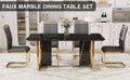 Table And Chair Set. Modern Dining Table With Mdf Top And Beautiful Mdf Legs. Equipped With Comfortable Pu Chairs And Metal Legs. Suitable For A Wide Range Of Decorative Styles. Black,Gray Seats 4