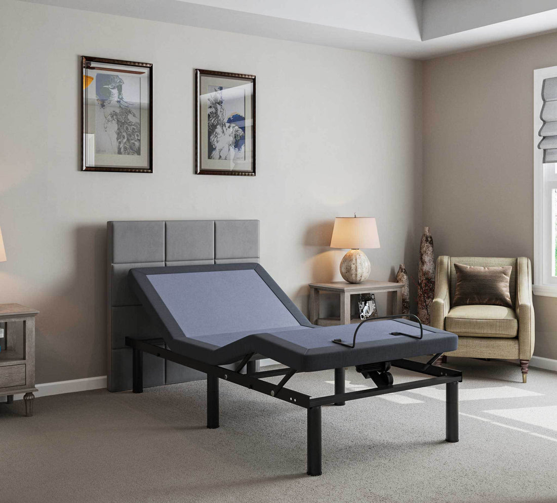 Bt2000 Twin Adjustable Bed Base With Full Range Positions Adjustment Box Spring Not Required Twin Blue Grey Steel