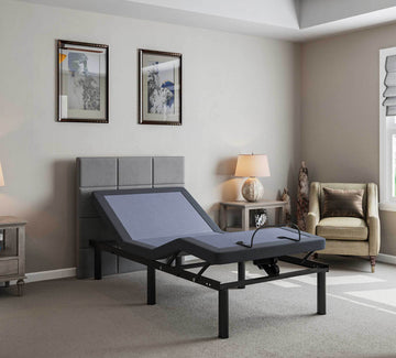 Bt2000 Twin Adjustable Bed Base With Full Range Positions Adjustment Box Spring Not Required Twin Blue Grey Steel