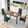 Green Velvet High Back Nordic Dining Chair Modern Fabric Chair With Golden Color Legs, Set Of 4 Metal Plaid Green Dining Room Dry Clean Modern Dining Chairs Solid Back Foam Velvet