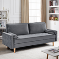 Sofa Simple Small House Double Three Person Straight Row American Retro Green Velvet Furniture Fabric Sofa Small Living Room Bedroom Office Grey Solid Wood 3 Seat