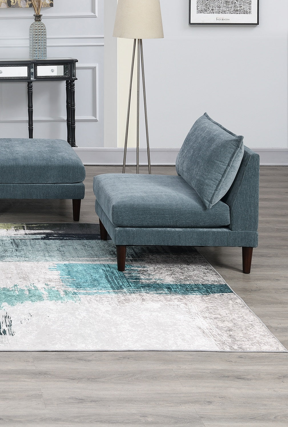 Beautiful Mineral Color Armless Chair Morgan Fabric 1Pc Chair Soft Cushion Wood Legs Living Room Furniture Grayish Primary Living Space Classic,Contemporary,Modern Fabric