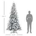 Homcom 9 Foot Pine Snow Flocked Artificial Christmas Tree With 616 Realistic Cedar Branches, Auto Open, Home Holiday Decoration, Green Green Plastic