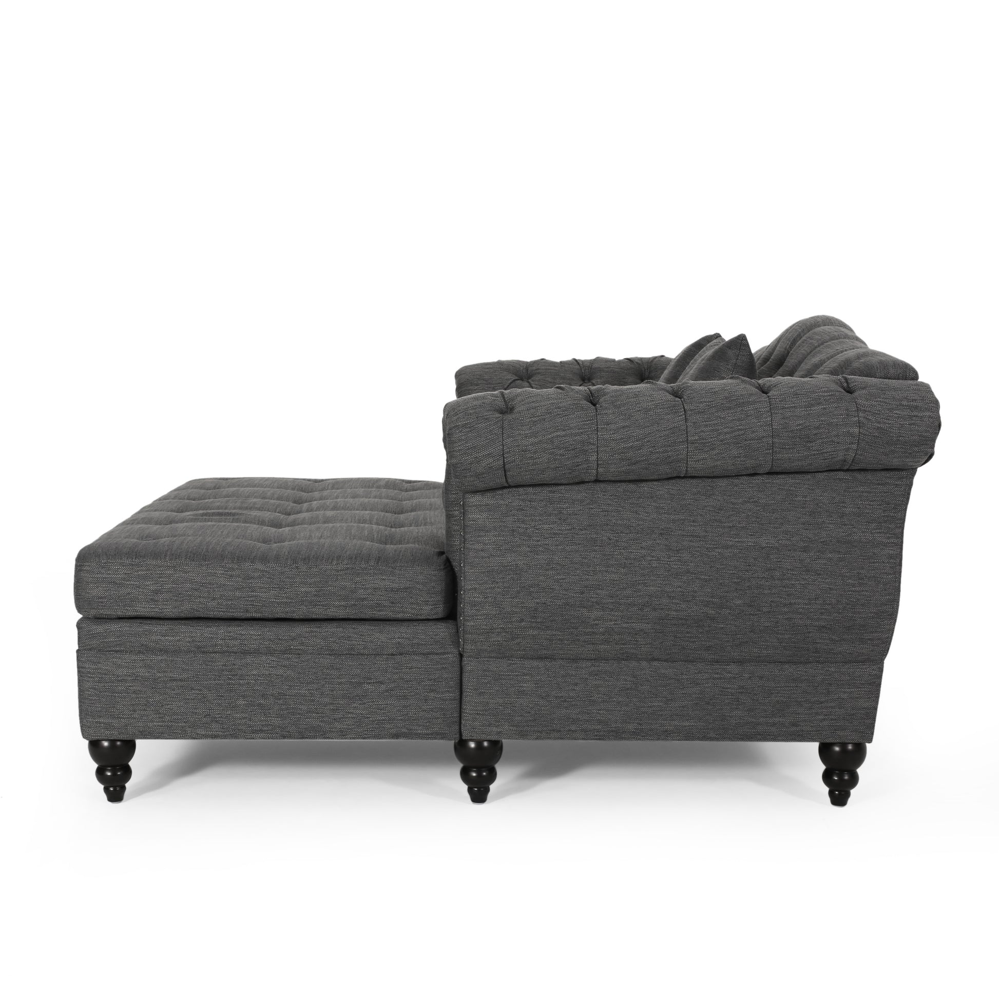 Seat Chaise Lounge Charcoal Fabric 2 Seat