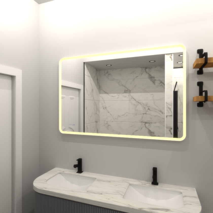 Bathroom Led Mirror Matte White Iron