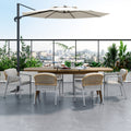 Outdoor Dining Set,Dining Chair Set Of 6 Gray Acacia Wood Expandable Dining Table Brown Gray Pe Rattan Iron Waterproof Fabric,Wood