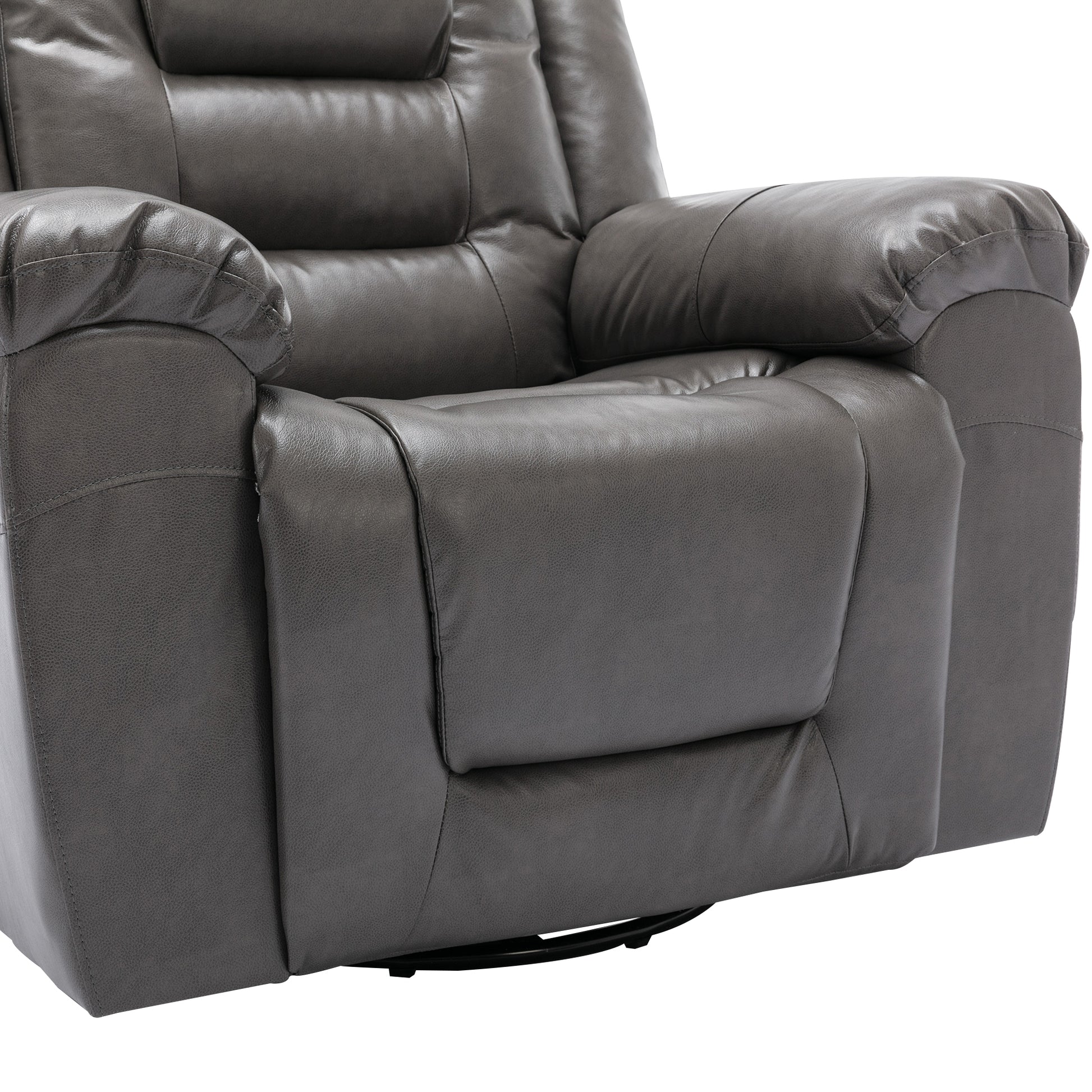 360 Swivel And Rocking Home Theater Recliner Manual Recliner Chair With Wide Armrest For Living Room,Bedroom, Grey Grey Foam Pu