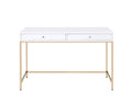 White High Gloss And Gold 2 Drawer Writing Desk White Gold White Drawer 2 Drawers Bedroom Modern White Wood Metal