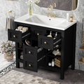 36'' Bathroom Vanity With Resin Sink Combo, Solid Wood Frame Bathroom Storage Cabinet, Freestanding Vanity Set With 5 Drawers& Soft Closing Doors Same As Sw000141Aab Black Bathroom Solid Wood Mdf Resin