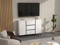 3 Drawers And 2 Doors Light Luxury Sideboard Buffet Cabinet White Wood