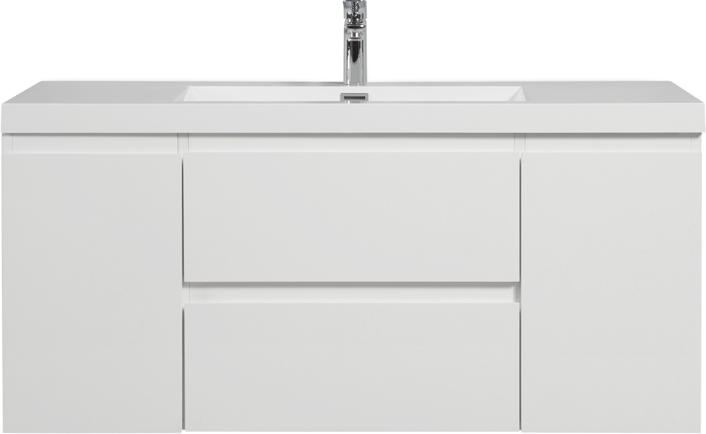 48" Floating Bathroom Vanity With Sink, Modern Wall Mounted Bathroom Storage Vanity Cabinet With Resin Top Basin And Soft Close Drawers, Glossy White 24V11 48Gw 2 White 2 Bathroom Wall Mounted Mdf