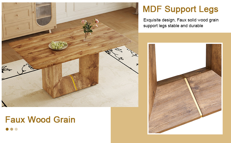 Table And Chair Set. Modern Dining Table With Mdf Top And Beautiful Mdf Legs. Comes With Brown Comfortable Chair With Seat And Metal Legs. Suitable For A Wide Range Of Decorative Styles. Brown,Wood Seats 4 Mdf