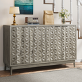 Modern Style Buffet Cabinet,Sideboard Buffet Cabinet With Storage,Storage Cabinet With 4 Diamond Shaped Relief Doors For Living Room,Dining Room,Entryway,Hallway,Kitchen,Grey Gray Gray Dining Room